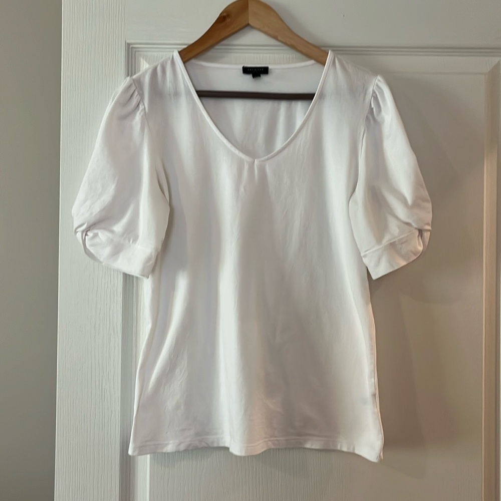 Puff Sleeve White Tee - Small